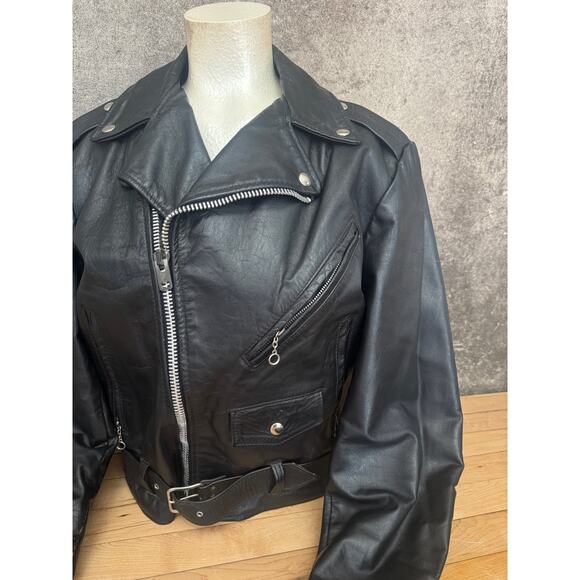 Vintage Italian Leather Motorcycle Jacket  Ladies Size Medium - Picture 2 of 8